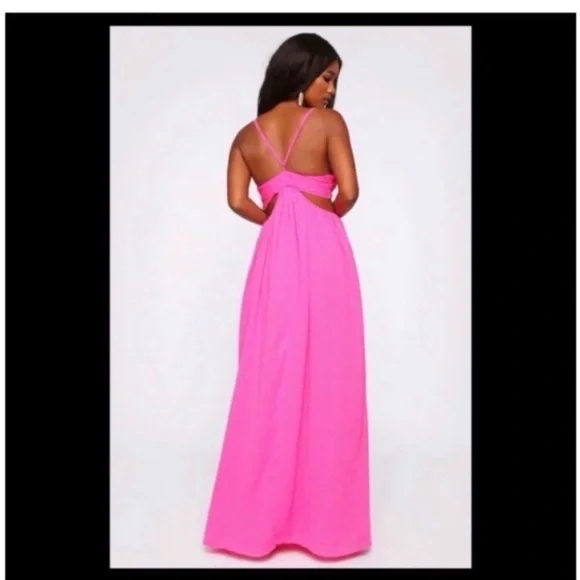 FASHION NOVA Hot Pink Cut Out Maxi Dress - Picture 6 of 10